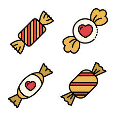 Poster - Toffee icons set. Outline set of toffee vector icons thin line color flat on white