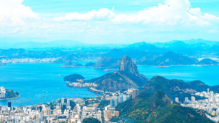Fototapete - Aerial view of Rio de Janeiro with Corcovado Mountain.