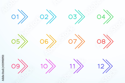Cuadros en Lienzo Number Bullet Point Outline Arrow Set 1 to 12