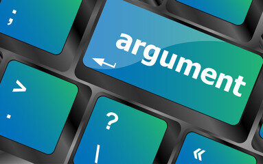 Poster - keyboard with white enter button, argument word on it