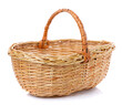 Oval brown wicker basket made of natural vine. Isolated.