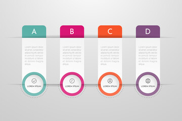 Sticker - Infographics design vector and marketing icons can be used for workflow layout, diagram, annual report, web design. Business concept with 4 options, steps or processes.