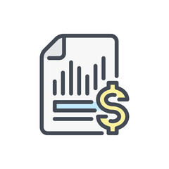 Fototapete - Tax, Bill and Business Report color line icon. Invoice and Financial Report vector outline colorful sign.