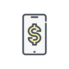 Poster - Mobile Banking color line icon. Mobile Payment, Smartphone with Dollar vector outline colorful sign.