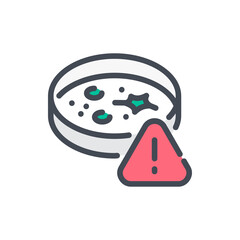 Poster - Danger Virus color line icon. Lab Glassware With Virus vector outline colorful sign.
