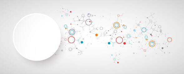 Geometric abstract background with connected line and dots. Futuristic digital background for science and technology.