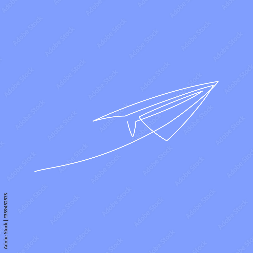 Paper plane continuous line vector illustration - airplane silhouette ...