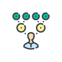 Poster - infected patient spreads the virus color line icon. virus spread vector outline colorful sign.