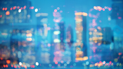 Poster - Blurred bokeh Chicago abstract cityscape skyline background