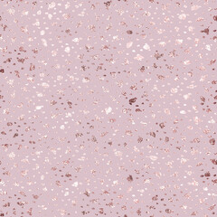 Poster - Rose gold foil. Seamless pattern. Pink sparkle dots, snow. Fashion glitter marble backdrop. Random spots. Beautiful roses golden polka. Stylish texture. Elegant background for design prints. Vector