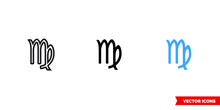 Virgo Icon Of 3 Types. Isolated Vector Sign Symbol.