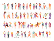 Big set of a group of people with different activity. Family and friendship, work and leisure. Vector characters isolated on a white background