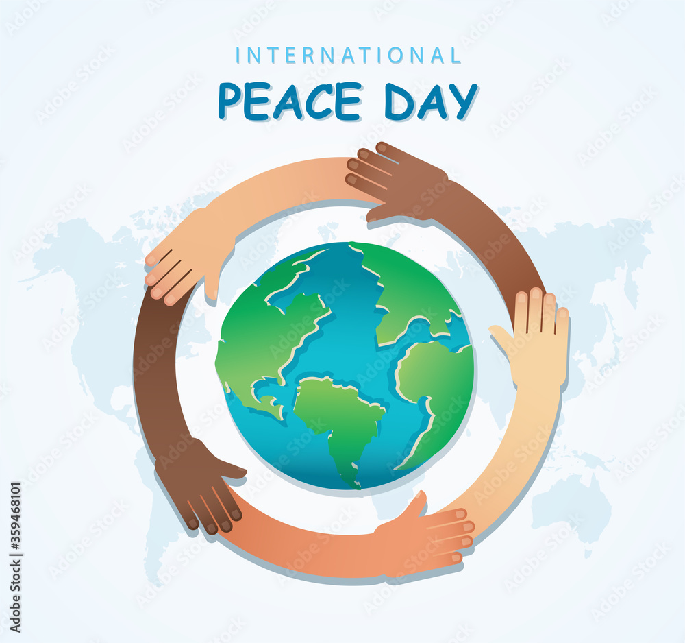 All Races Sign Many hands of different races together in a circle around the earth ...