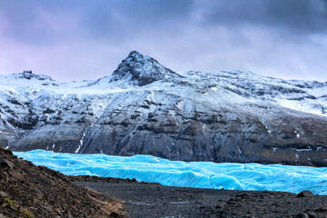 Wall Mural - Svinafellsjokul glacier landscape and snow covered mountian, Iceland