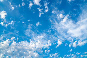 Wall Mural - Blue sky background with white clouds, nature