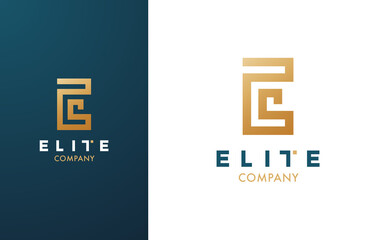 premium vector e logo in two colour variations. beautiful logotype for luxury branding. elegant and 