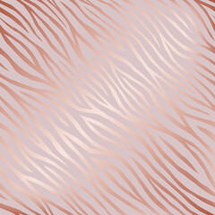 Poster - Zebra seamless pattern. Texture wild animal skin. Abstract lines background. Zebra skin, stripes pattern. Elegant stripes with imitation of rose gold. Amazing design for prints. Roses golden. Vector