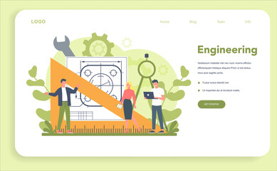 Poster - Engineering web banner or landing page. Technology and science.