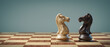 Knights on a chessboard. Business, strategy, conflict and leadership concept.