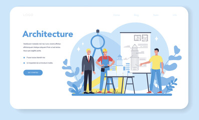 Fototapete - Architecture web banner or landing page. Idea of building project