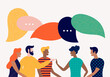 © Vika art - Flat style vector illustration, discuss social network, news, chat, dialogue speech bubbles