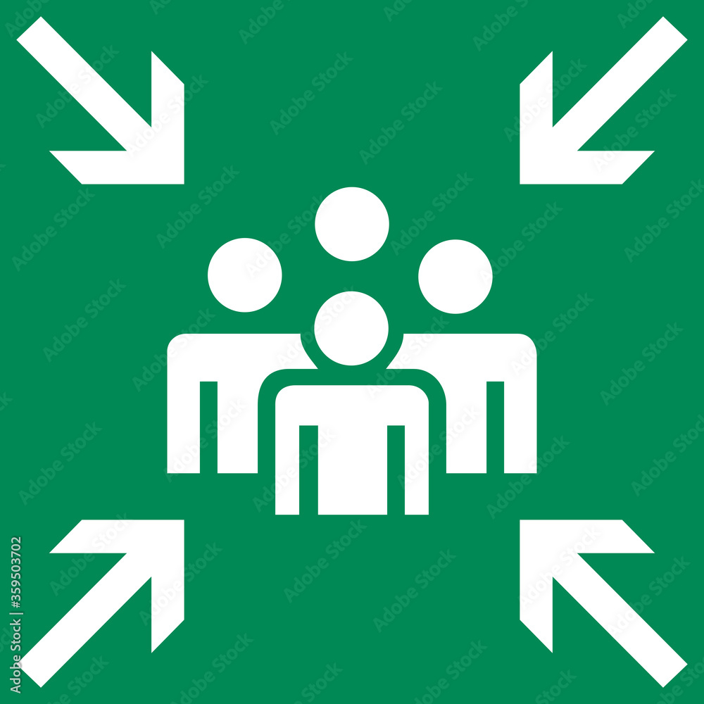 Assembly point symbol pictogram Stock Illustration | Adobe Stock