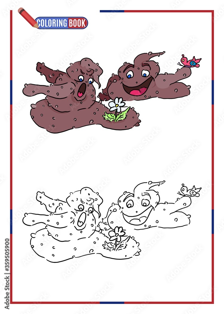 printable coloring book. monster with a flower Stock Vector | Adobe Stock