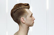 © vika33 - Young ginger guy with pompadour haircut, real photo hair for barbershop old fashioned