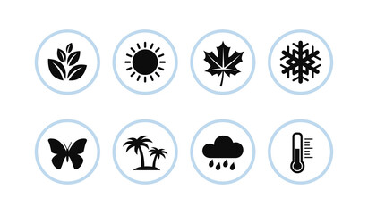 Wall Mural - Seasons icons. Set of round buttons