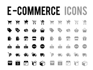 Fototapete - E-commerce online shopping and delivery vector icon set