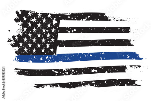 Fotografía An American flag symbolic of support for law enforcement,grunge usa flag vector