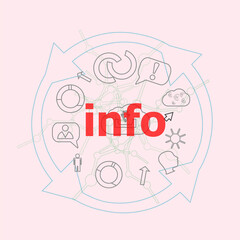 Poster - Text info. Information concept . Flat outline linear Infographic