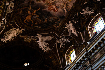 Sublime architectural ceiling of a church in Rome