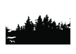 Pine forest trees landscape silhouette black vector drawing isolated on white background.Stencil of fir,cypress.Christmas,Winter spruces border banner design.Wooden decor element for Happy new year.
