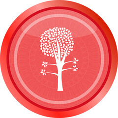 Poster - tree on icon button isolated on white