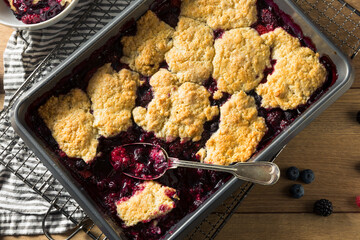 Poster - Homemade Berry Cobbler with Ice Cream