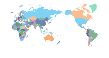 Wall Mural - detailed colorful world map vector.