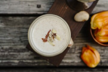 Poster - Jackfruit seed Milkshake / Kerala special Chakkakkuru smoothie, selective focus