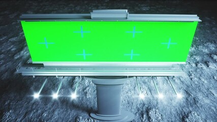 Wall Mural - big billboard on the moon. earth background. tracking green screen 4k footage.