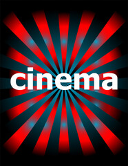 Poster - cinema word on digital screen. information concept . Motion rays on abstract background