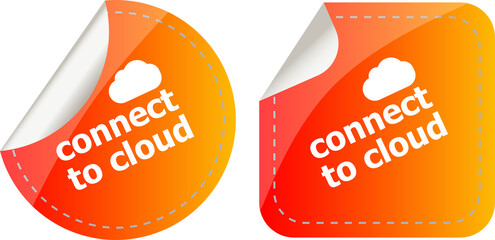 Fototapete - stickers label set business tag with connect to cloud word