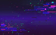 Glitch futuristic background. Random color shapes. Digital noise effect. Data disintegration. Broken pixel screen. Distorted stream of elements. Vector illustration