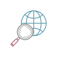 Poster - A globe icon with magnifier Illustration.