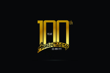 Wall Mural - 100 year anniversary celebration logotype. anniversary logo with golden color isolated on black background - Vector