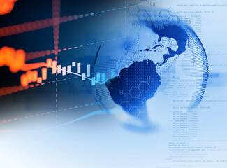 Poster - stock market investment graph on financial numbers abstract background.3d illustration