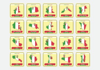 Sticker - Set of italy cities maps