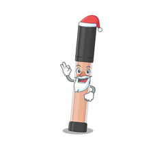 Sticker - cartoon character of brightener Santa with cute ok finger