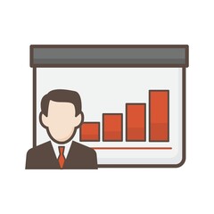 Poster - Businessman with bar graph