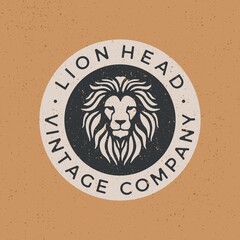 Sticker - lion head vintage logo vector icon illustration