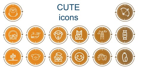 Wall Mural - Editable 14 cute icons for web and mobile